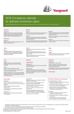 2015 Compliance calendar for defined contribution plans