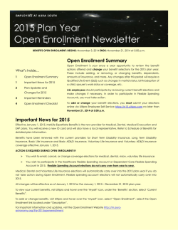 2015 Plan Year Open Enrollment Newsletter