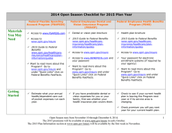 2014 Open Season Checklist for 2015 Plan Year