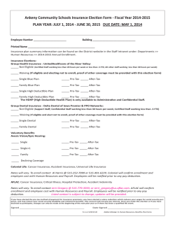 2014-2015 Insurance Election Form