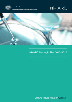 NHMRC Strategic Plan 2013–2015