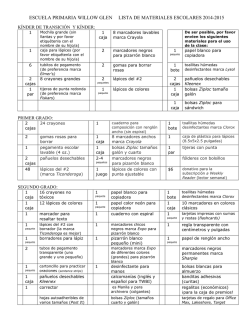 escuela primaria willow glen lista de materiales escolares 2014-2015