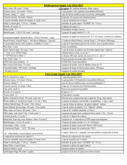 Kindergarten Supply List 2014-2015 First Grade Supply List 2014