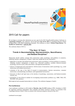 2015 Call for papers - Association for NeuroPsychoEconomics