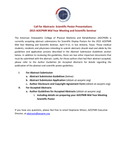 Call for Abstracts- Scientific Poster Presentations 2015 AOCPMR