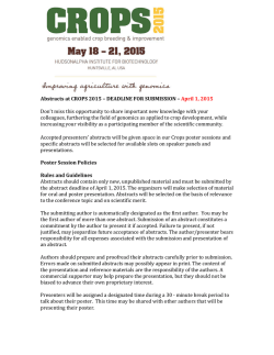 Abstracts at CROPS 2015 – DEADLINE FOR