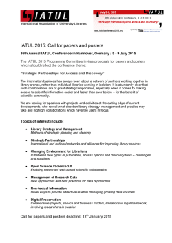 Call for papers and posters - 36th Annual IATUL Conference 2015