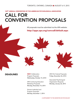 call for convention proposals - American Psychological Association