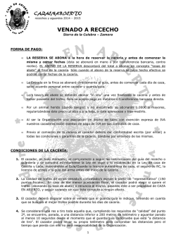 CAZA EN ABIERTO 2014-2015 - FORMA DE PAGO, condiciones y