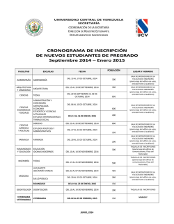 cronograma de inscripciones - Universidad Central de Venezuela