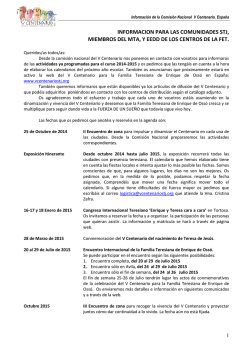 Actividades V Centenario 2014-2015