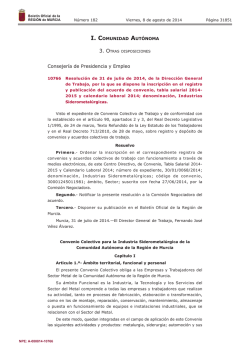 Convenio - Comunidad Autónoma de la Región de Murcia