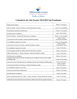 Calendario del Año Escolar 2014/2015 del Estudiante