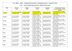 A.A. 2014 - 2015 - Calendario tirocinio e Verbalizzazione