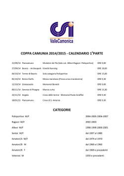 COPPA CAMUNIA 2014/2015 - CALENDARIO 1 PARTE CATEGORIE