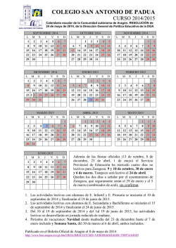 2014-2015 calendario escolar - Colegio San Antonio de Padua de