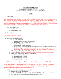 Western District Meeting Wednesday, September 10th, 2014 – 7:30
