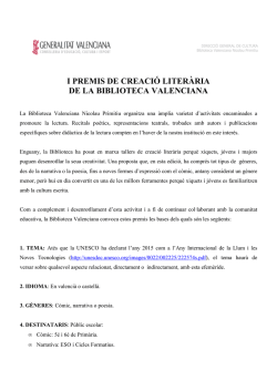 Premios de Creación Literaria de la Biblioteca Valenciana.…