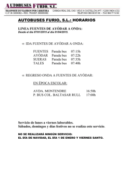 L. Fuentes de Ayódar - Onda hasta el día 01/04/2015
