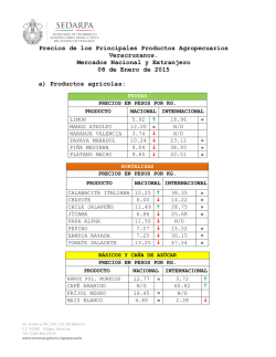 Precios de los Principales Productos Agropecuarios Veracruzanos
