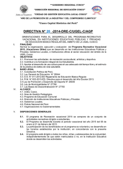 DIRECTIVA N° 20 -2014-DRE-C/UGEL-C/AGP - Ugel Cusco