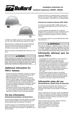 Additional information for FH911 helmets Pre-Use