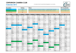 2015 Calendar - Centurion Camera Club
