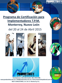 Programa de Certificación para Implementadores T.P.M. Monterrey
