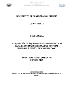 DOCUMENTO DE CONTRATACIÓN DIRECTA CD No. 2/2015
