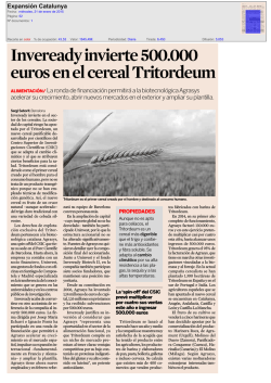 Inveready invierte 500.000 euros en el cereal Tritordeum