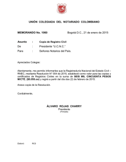 Memorando 1060 Notarios del País. Copia Registro Civil.