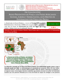 16-ENERO-2015, ACTUALIZACIÓN: Aviso Preventivo de Viaje ante