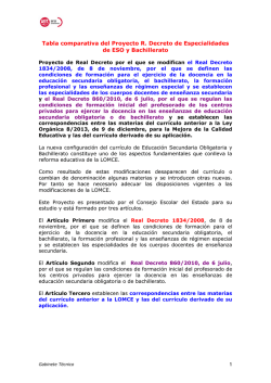 Tabla comparativa del Proyecto R. Decreto de - FETE-UGT