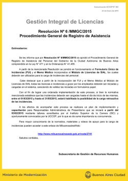 Gestión Integral de Licencias Resolución Nº 6 /MMGC/2015