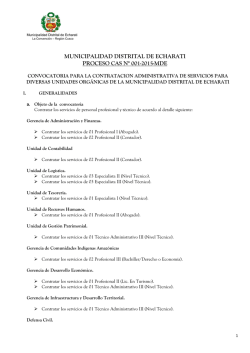 municipalidad distrital de echarati proceso cas n° 001-2015-mde
