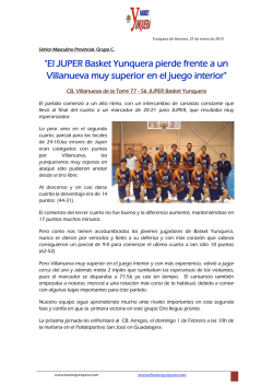 "El JUPER Basket Yunquera pierde frente a un Villanueva muy