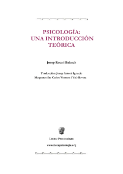 PSICOLOGÍA: UNA INTRODUCCIÓN TEÓRICA de Joseph Roca i