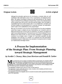 A Process for Implementation of the Strategic Plan