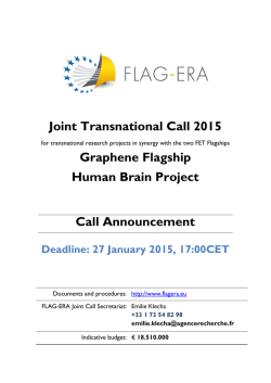 Joint Transnational Call 2015 Graphene Flagship Human Brain