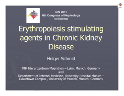 Erythropoiesis stimulating agents in Chronic Kidney