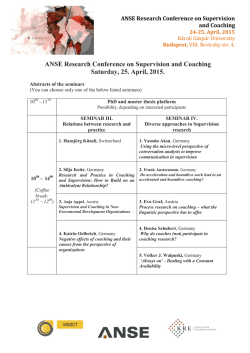 ANSE Research Conference on Supervision and Coaching