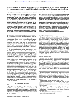 Determination of Human Platelet Antigen Frequencies in the