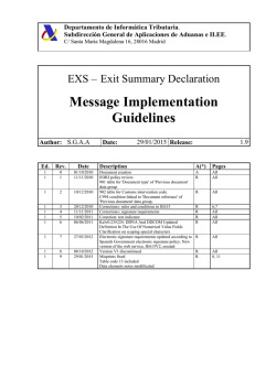 Message Implementation Guidelines (EXS) v1.9