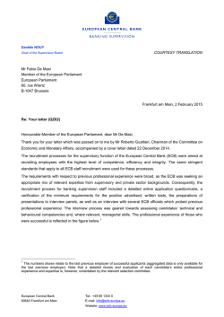Letter from Danièle Nouy, Chair of the Supervisory Board, to Mr De
