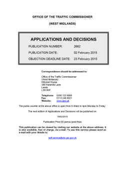 APPLICATIONS AND DECISIONS 2 February 2015