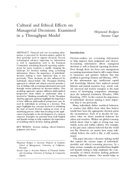 Cultural and Ethical Effects on Managerial Decisions