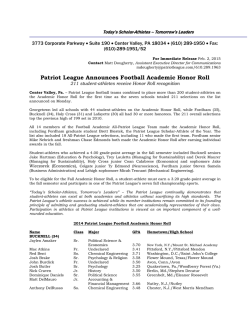 Patriot League Football Academic Honor Roll
