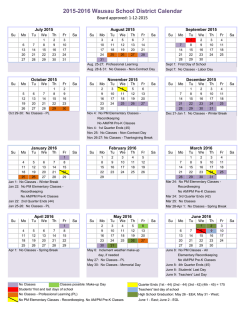 2015-16 School Calendar - Wausau School District