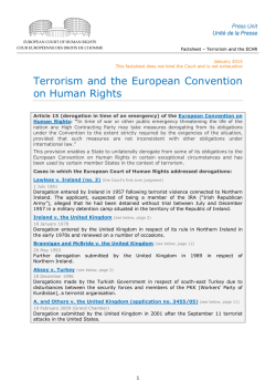 Factsheet: Terrorism - European Court of Human Rights