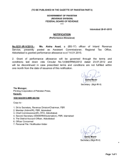 NOTIFICATION No.0231-IR-V/2015:- Ms. Aisha Asad, a (BS-17